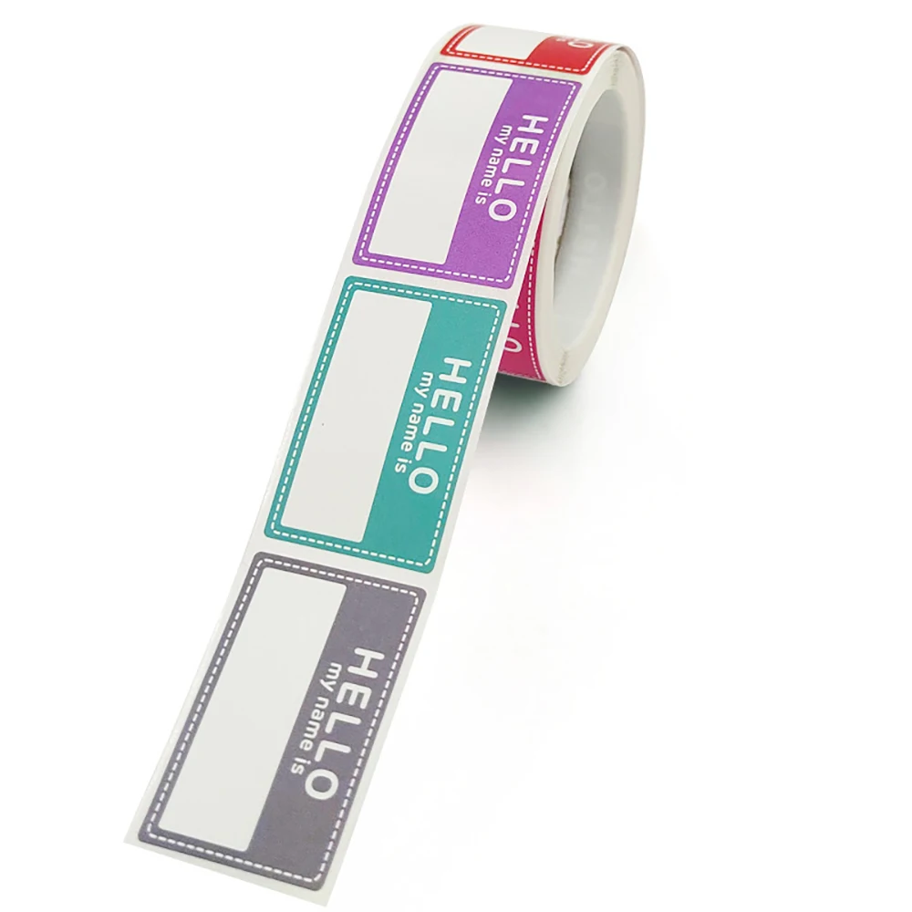 200 Uds. Pegatinas de nombre en blanco de Color "Hola mi nombre es", etiqueta de nombre, diseño de firma personalizado, etiqueta de nombre para bebé recién nacido, escuela, oficina