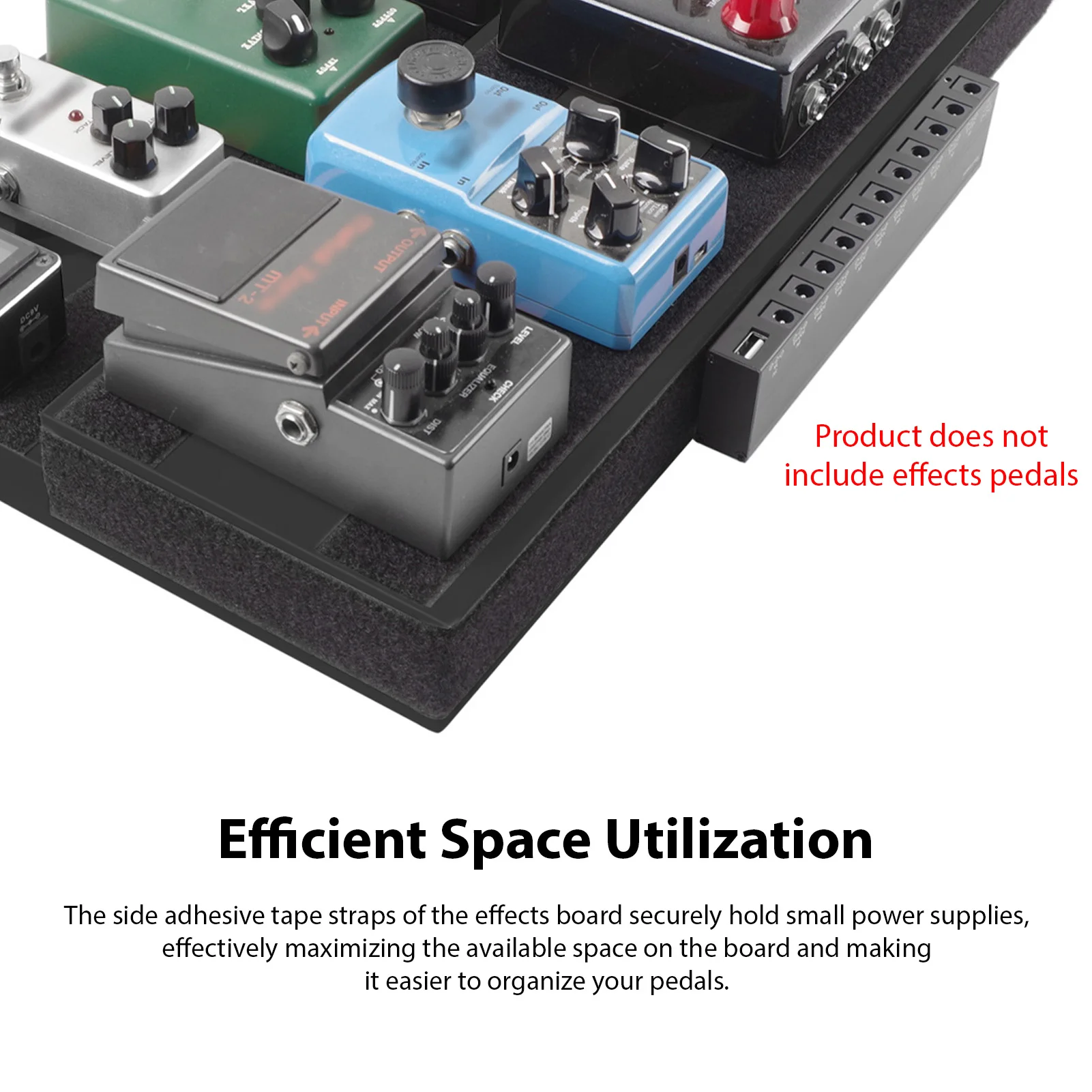 Guitar Effects Pedal Board High Density EVA Lightweight Pedalboard Cable Management Design Side Hook Loop for Power Supply