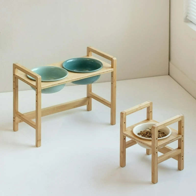 

1600Ml Ceramic Large-capacity Dog Bowl Food Basin Medium and Large Dog and Cat Double Bowl High Tripod Anti-knock Pet Supplies