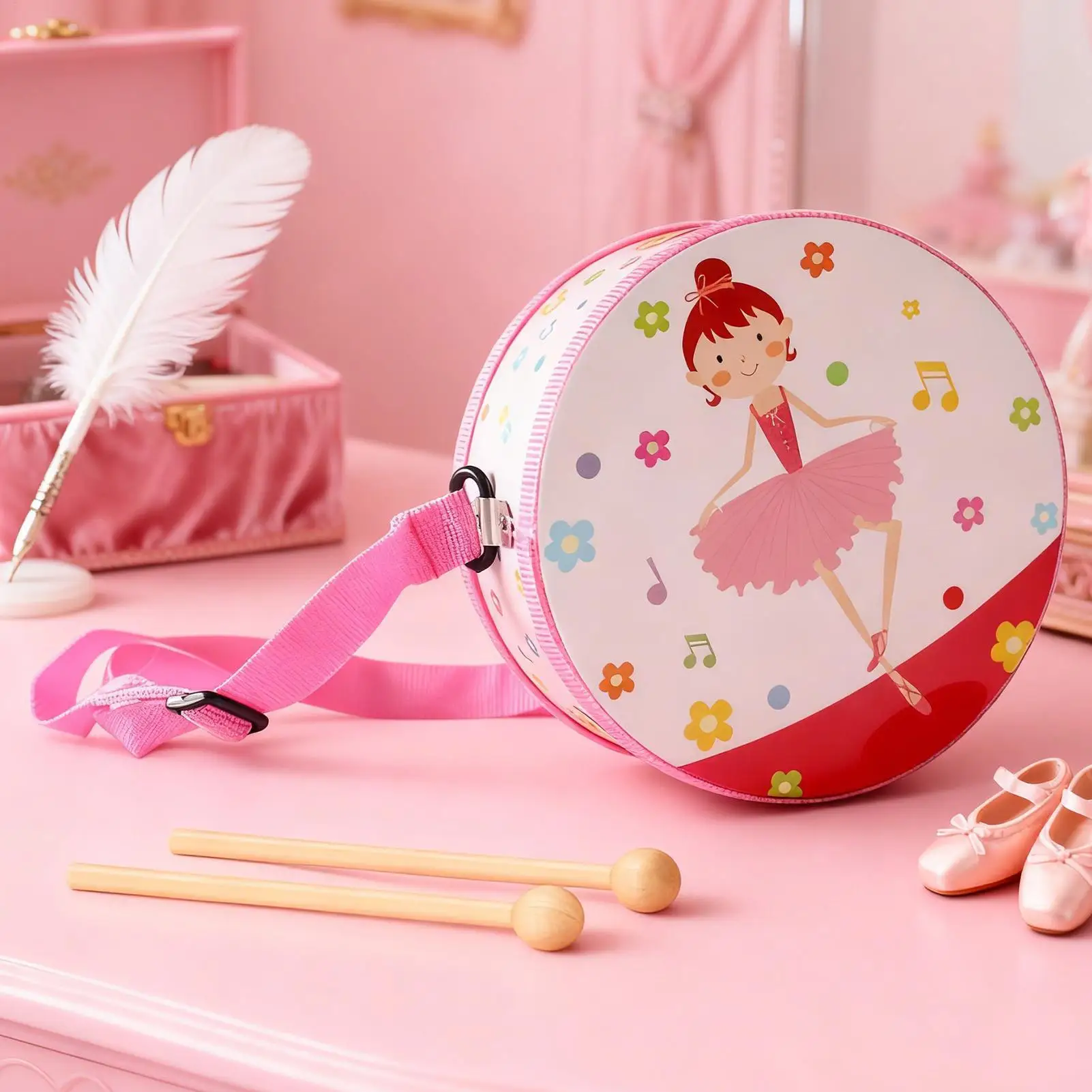 Tambour pour enfants, Instrument de musique éducatif, sangle réglable de 5,9 pouces, ensemble d'instruments de jouets pour garçons et filles de 2 à 5 ans
