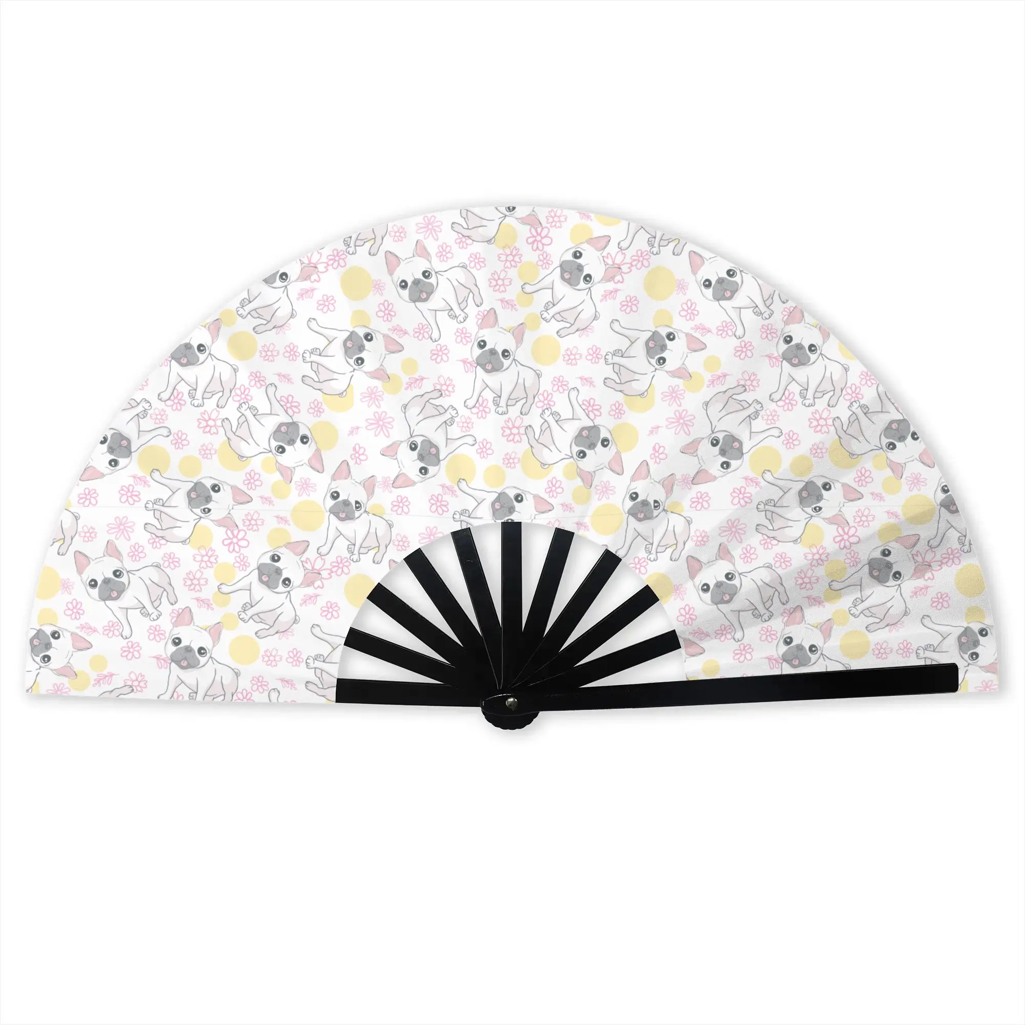 Personalised Happy Dogs Group French Bulldog Promotional Gift Hand Fan Party  Durable Folding Fans Novelty Bulk Pack Fan