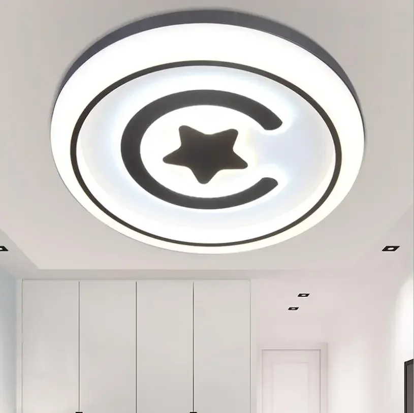Modern simple black & white geometric circular personalized Ceiling Lamp bedroom acrylic led ceiling lamp