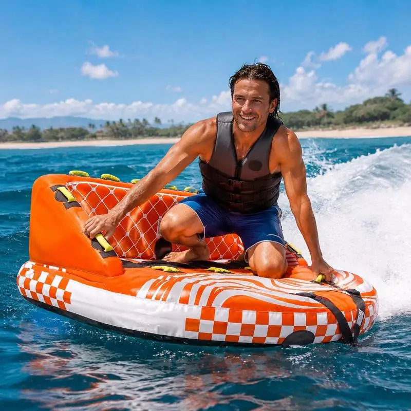 Inflatable Water Craft 1-4 Person for Lake Ocean River Front Back Dual Tow Points 22 Padded Handles High Density Nylon Cover 680lbs Capacity Safety Air Valve