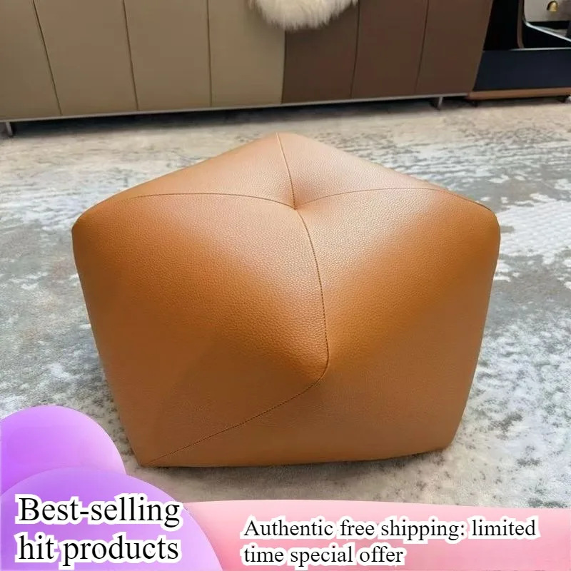 

Leather stool with wheels, light luxury home low stool, living room sofa stool, fashionable and creative stool, coffee table