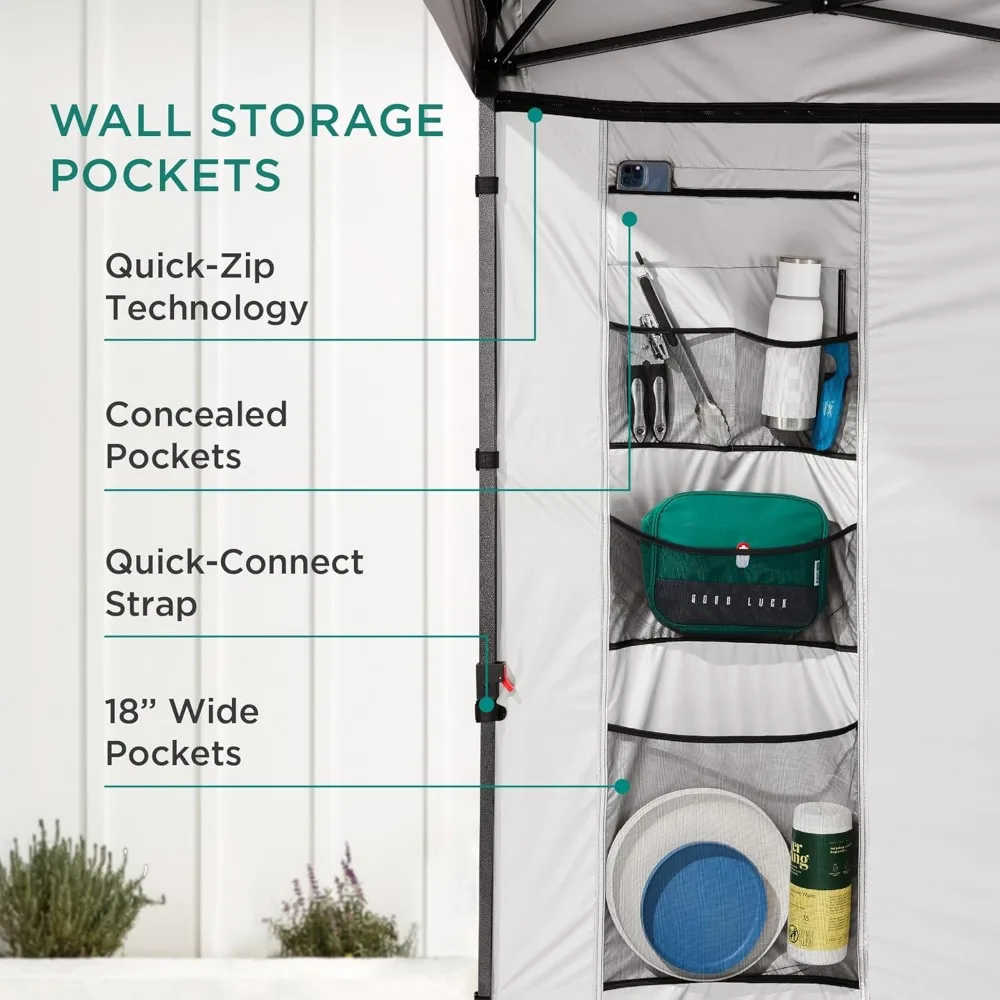 Tragbares 10 x 10 Fuß großes Pop-Up-Überdachung mit Seitenwand, 10 Taschen, Tragetasche, 1 Tasten-Setup, 4 Gewichtstaschen – einfache Einrichtung für den Außenbereich