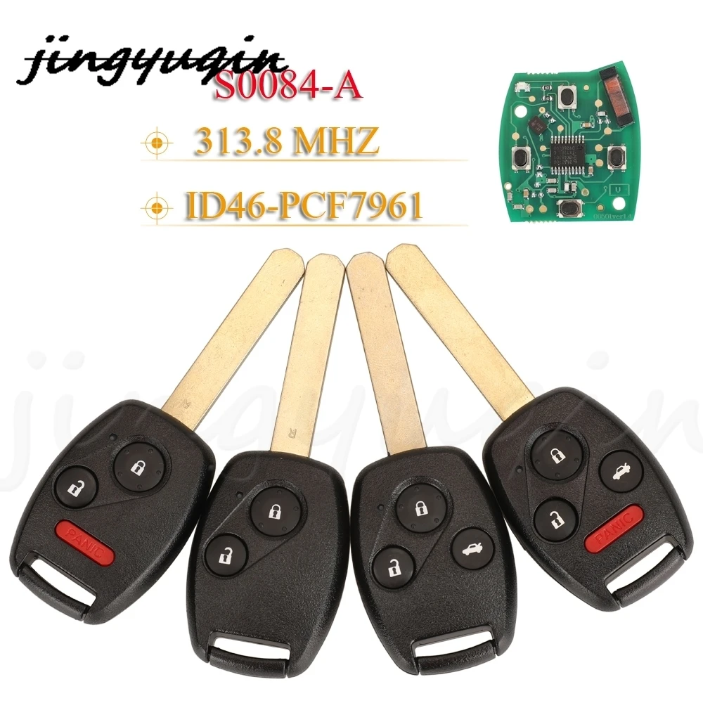 

jingyuqin 10pcs 2/3/4 Buttons Remote Fob N5F-S0084A 313.8MHz Id46 Chip Car Key For Honda CIVIC STREAM Accord 2003--2012