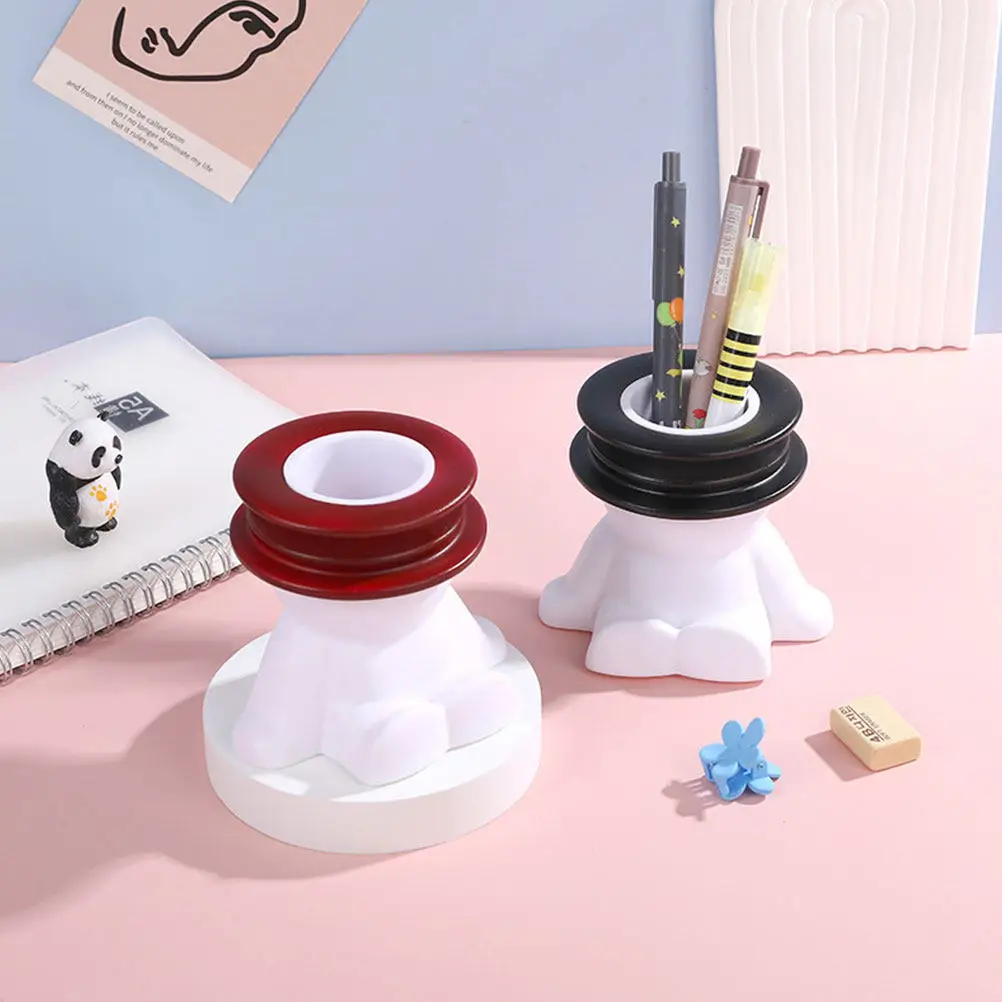 

Pen Organizer for Home Desk Multi-Function Pen Holder Cartoon Style Smooth Surface Safe Use Vinyl Material Office Bathroom