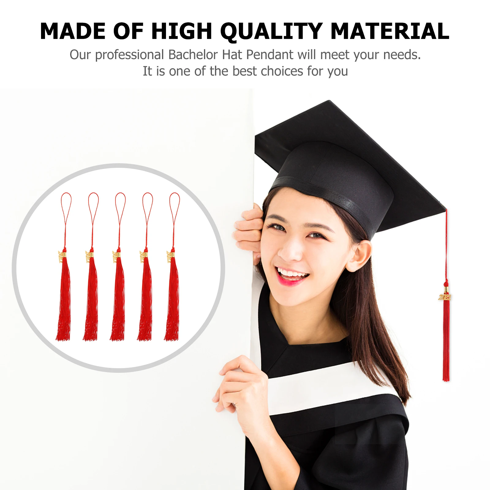 

5Pcs Graduation Tassel Hat Jewelry Adult Cap Bachelor Accessories Creative Polyester Charm Lightweight Durable Hanging Keepsake