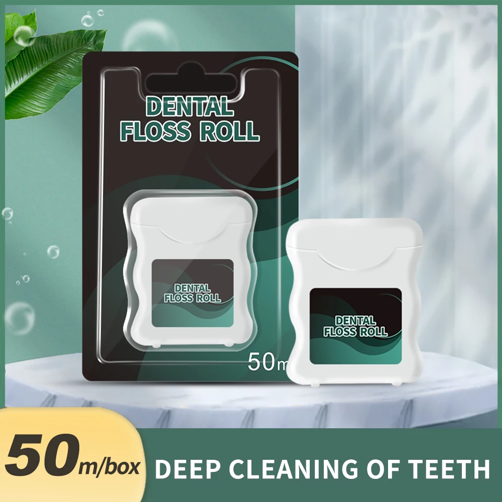 50 Meters Mint Dental Floss Roll in Glass Bottles Portable Flosser 50M Bamboo Charcoal Corn Thread Oral Hygiene Clean Tools