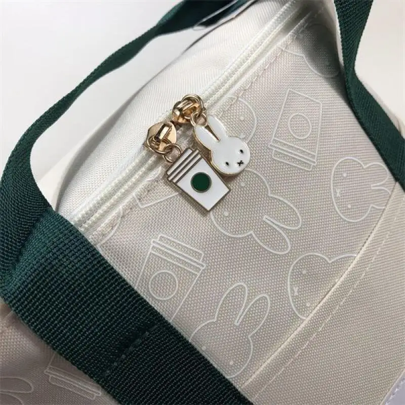 

Miffy Cooling Bag Kawai Cartoon Miffy Rabbit Shoulder Bag Student Commuting Package Portable Outdoor Camping Picnic Bag