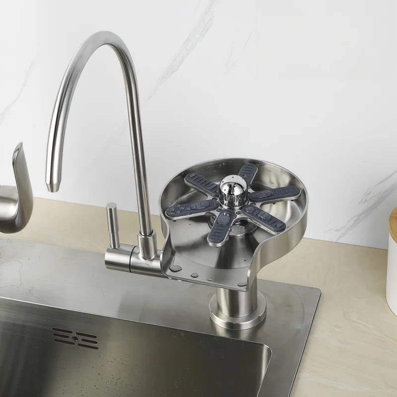 Creative Single-Hole Water Purifier Faucet with Cup Washer, 304 Stainless Steel Single Cold Water Kitchen Sink Faucet