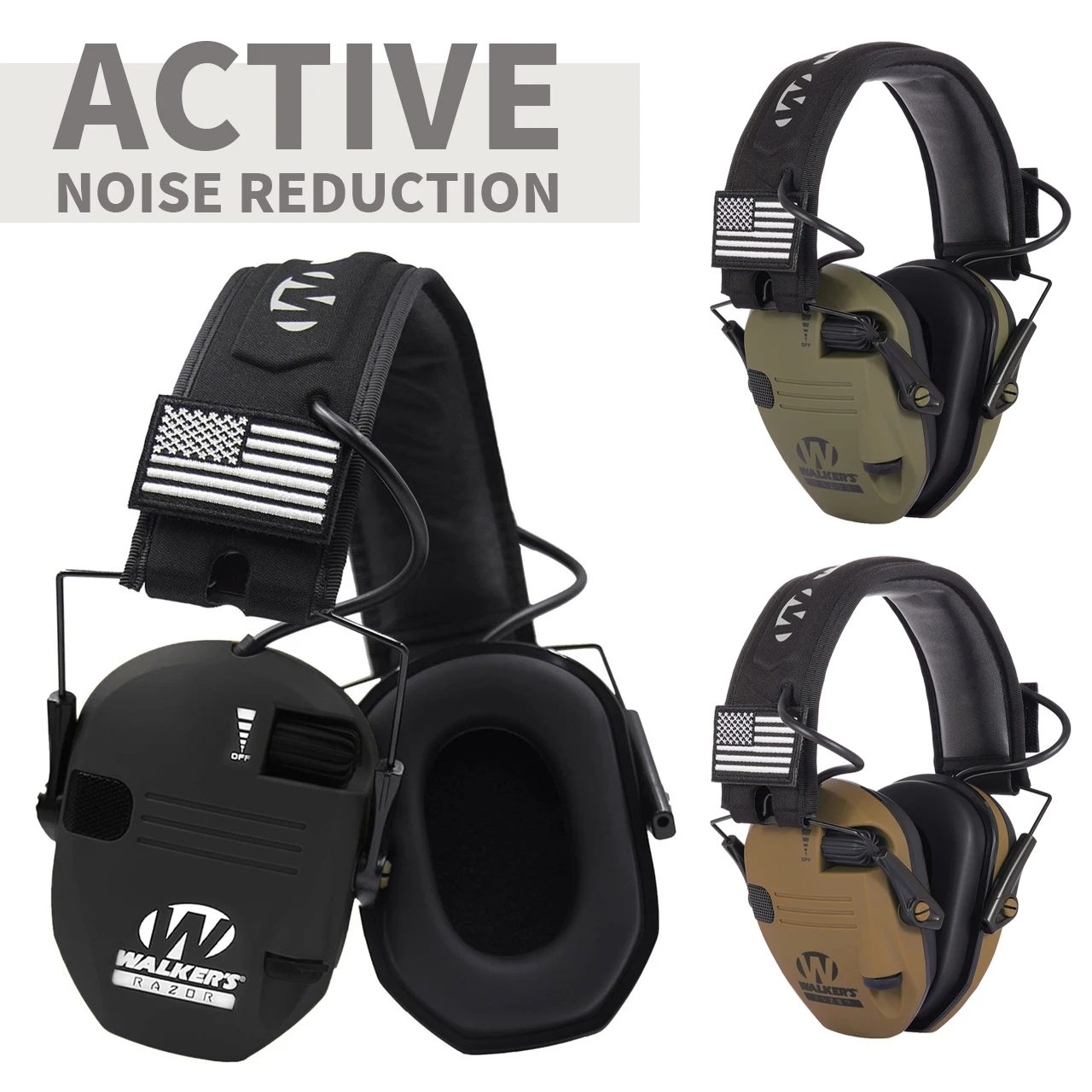 NRR 23dB Shooting Ear Protection with US Flag Electronic Earmuffs for Shooting/Hunting Noise Reduction Headphones