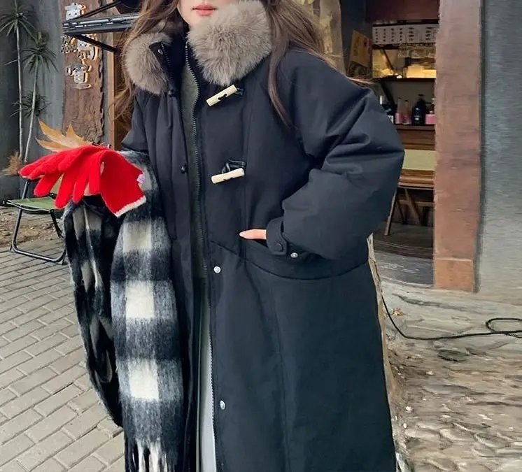 2025 Winter New Style Thick Knee-Length Cotton Coat Long Parkas