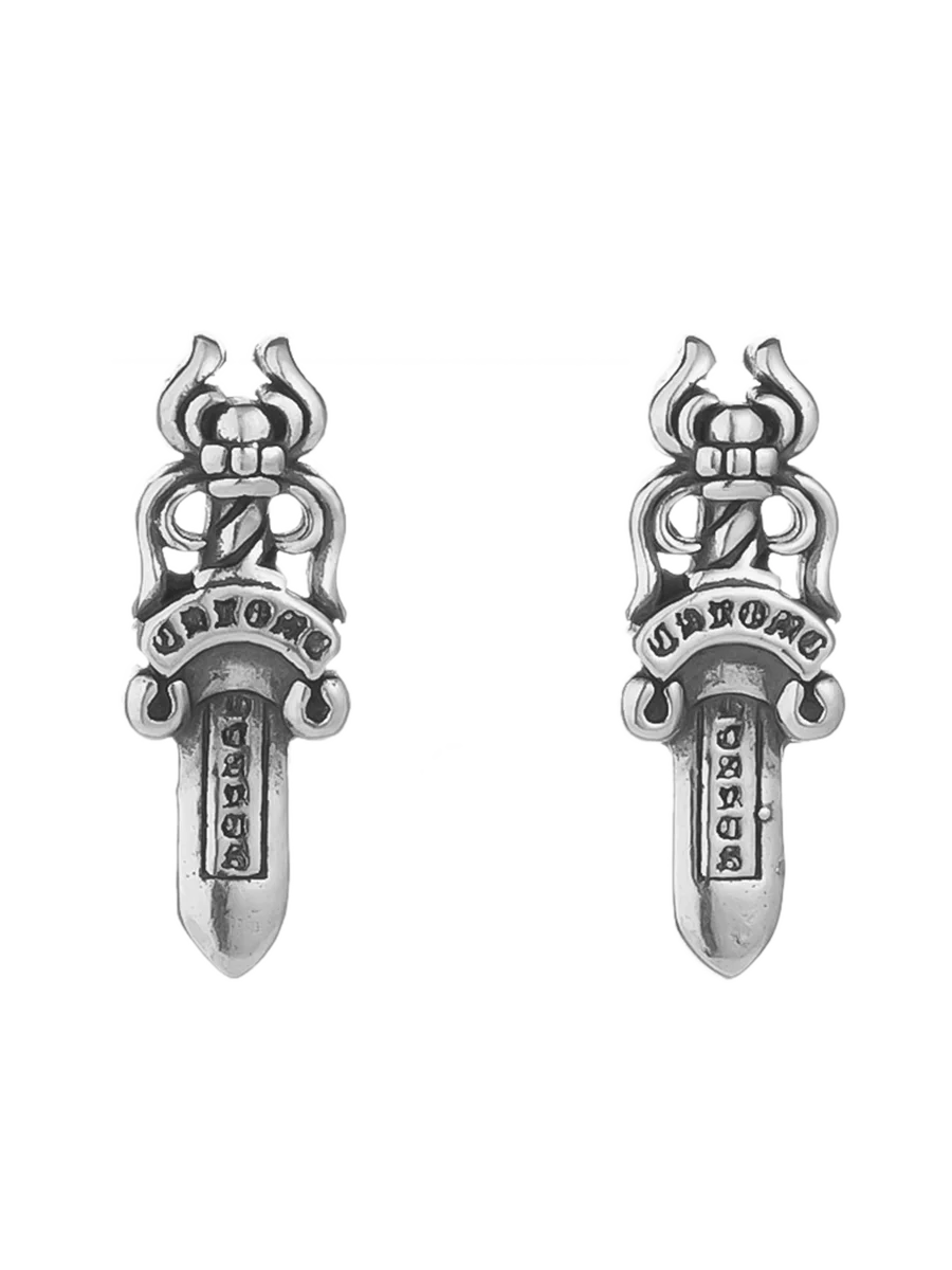 

Hip hop punk men's and women's European and American trends 925 sterling silver retro vintage vintage classic sword earrings