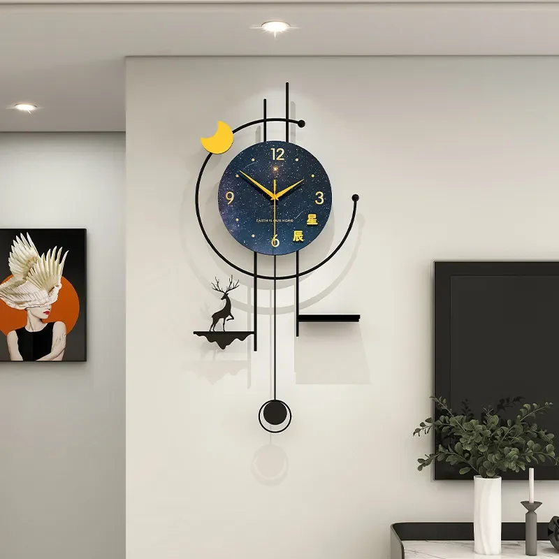 Creative Starry Sky Wall Clock Modern Simple Home Decor Living Room Hanging Timepiece 2026 New Design One Piece Decoration