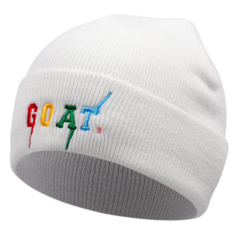 GOAT letter embroidered knitted beanie cap autumn winter outdoor sports Warm hat casual versatile
