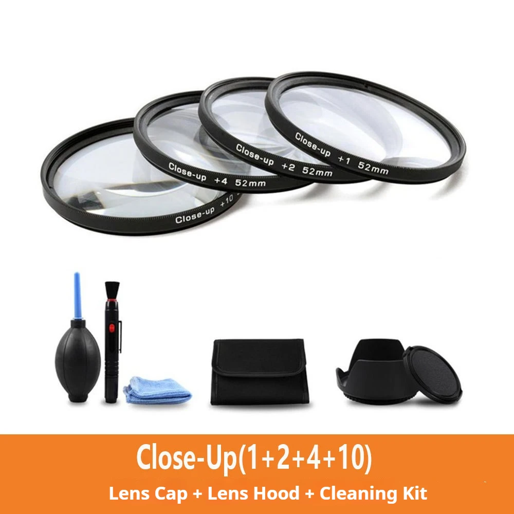 

Close-up Lens 1 2 4 10 Set with Lens Hood Lens Cap Cleaning Kit Close-up Filter