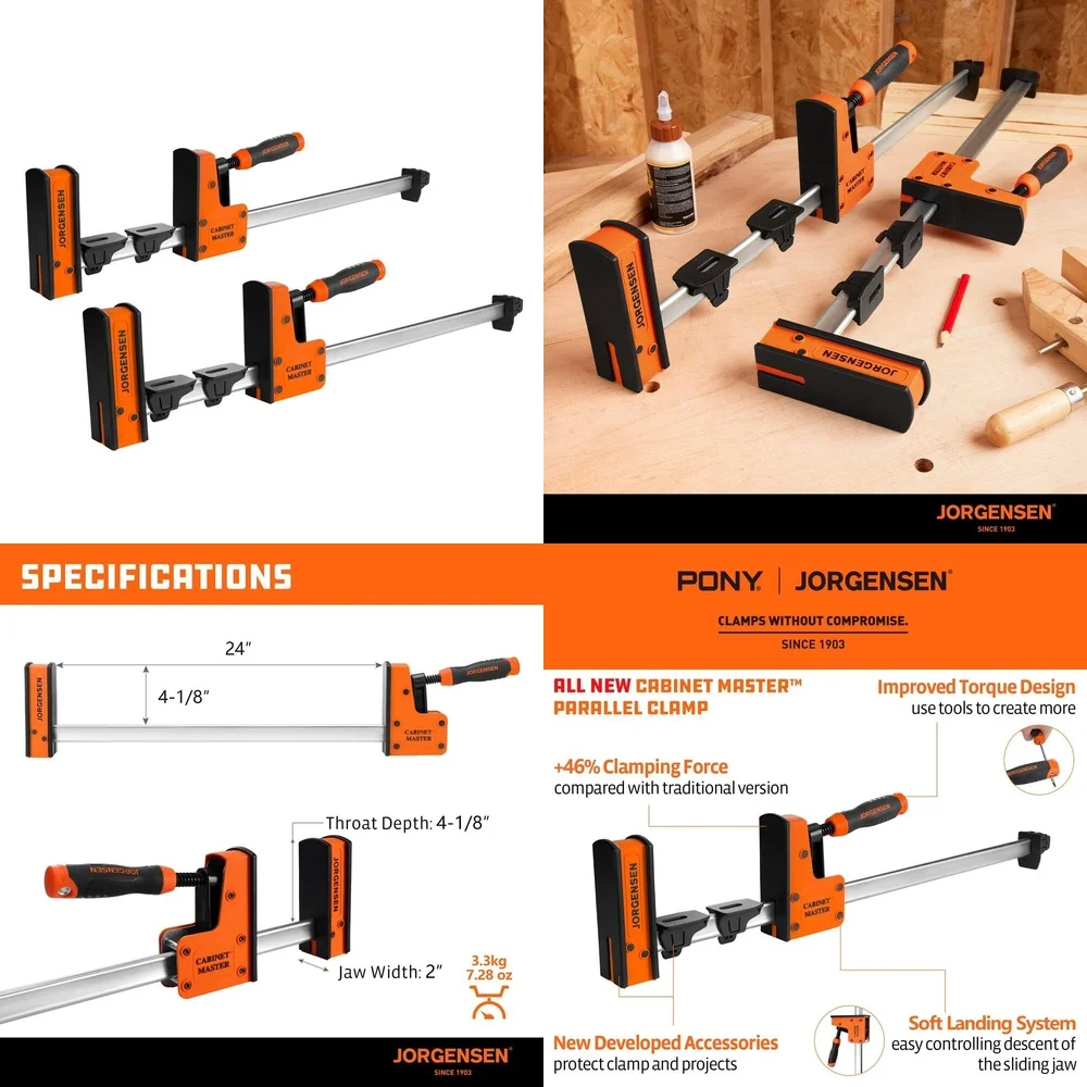 

Hand Tool Sets2 Pack 24 Inch Heavy Duty Parallel Bar Clamps 2200 Lbs Capacity for Woodworking and Cabinet Projects