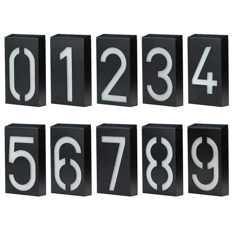 House Number Solar Powered Doorplate Address Sign Plate House Number Outdoor Porch Lights With Solar Rechargeable Battery