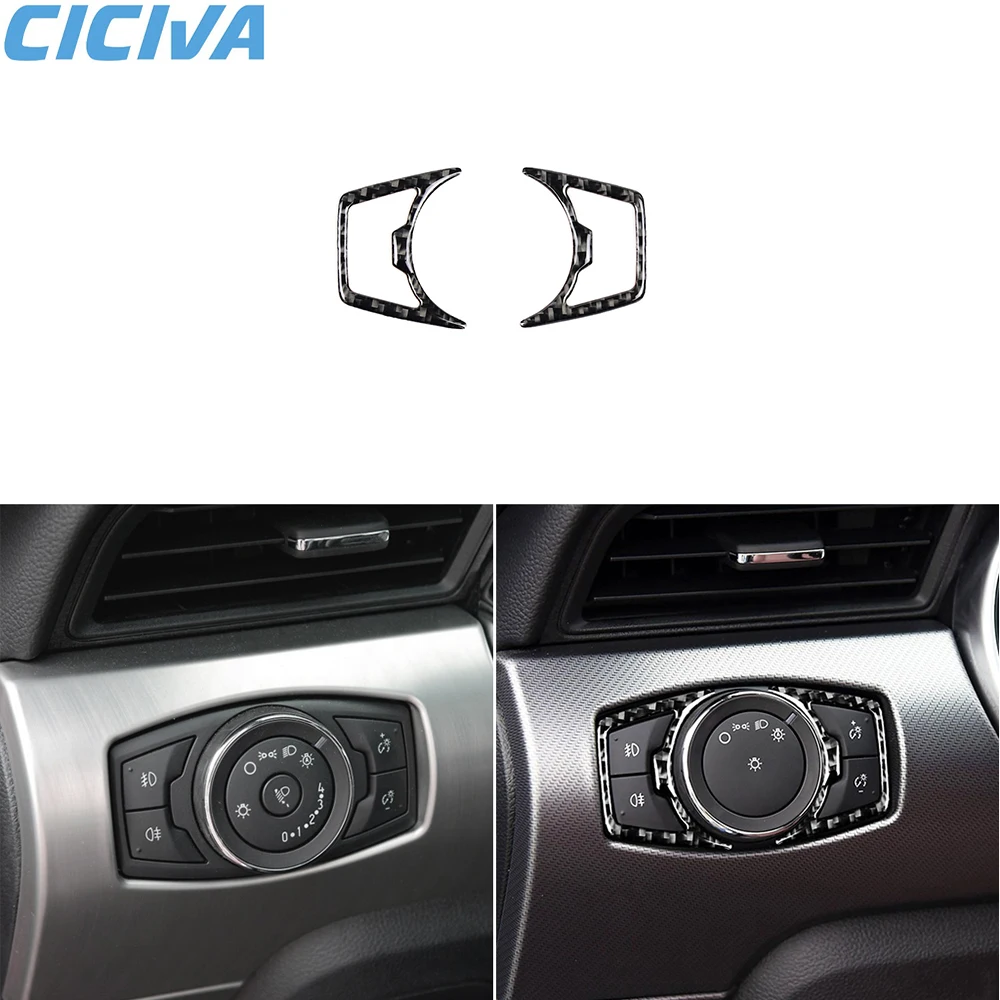 

For Ford Mustang GT 2015 2016-2020 Headlamp Switch Trim Cover Carbon Fiber Stickers Decoration Car Styling Interior Accessories