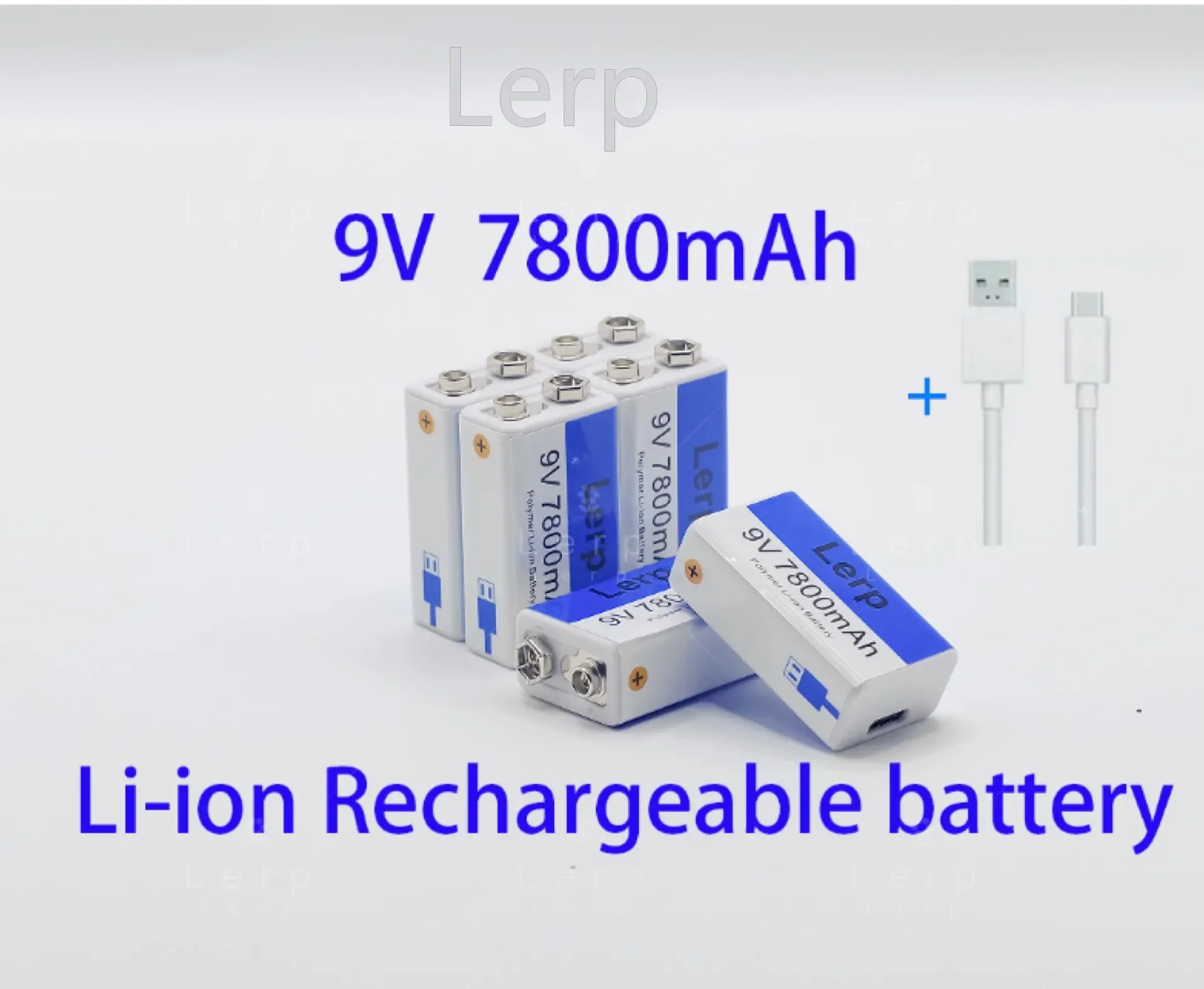 New 9V 7800Mah lithium-ion rechargeable micro USB battery with 9V lithium for multimeter, microphone,toy,remote control, KTV use