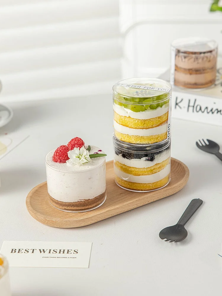 Vaso Desechable Transparente para Mousse con Tapa, Vaso para Postre, Envase para Pastel, Vaso Redondo para Yogur, Vala Des...