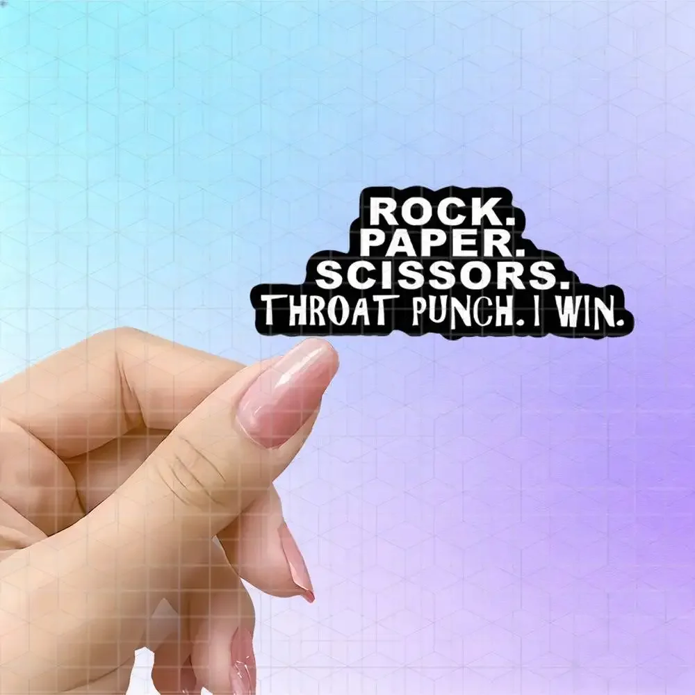 Rock Paper Scissors I Will Always Win Quirky Rebellious Vinyl Sticker Matte Decal For Planner Water Bottle Notebook Fun