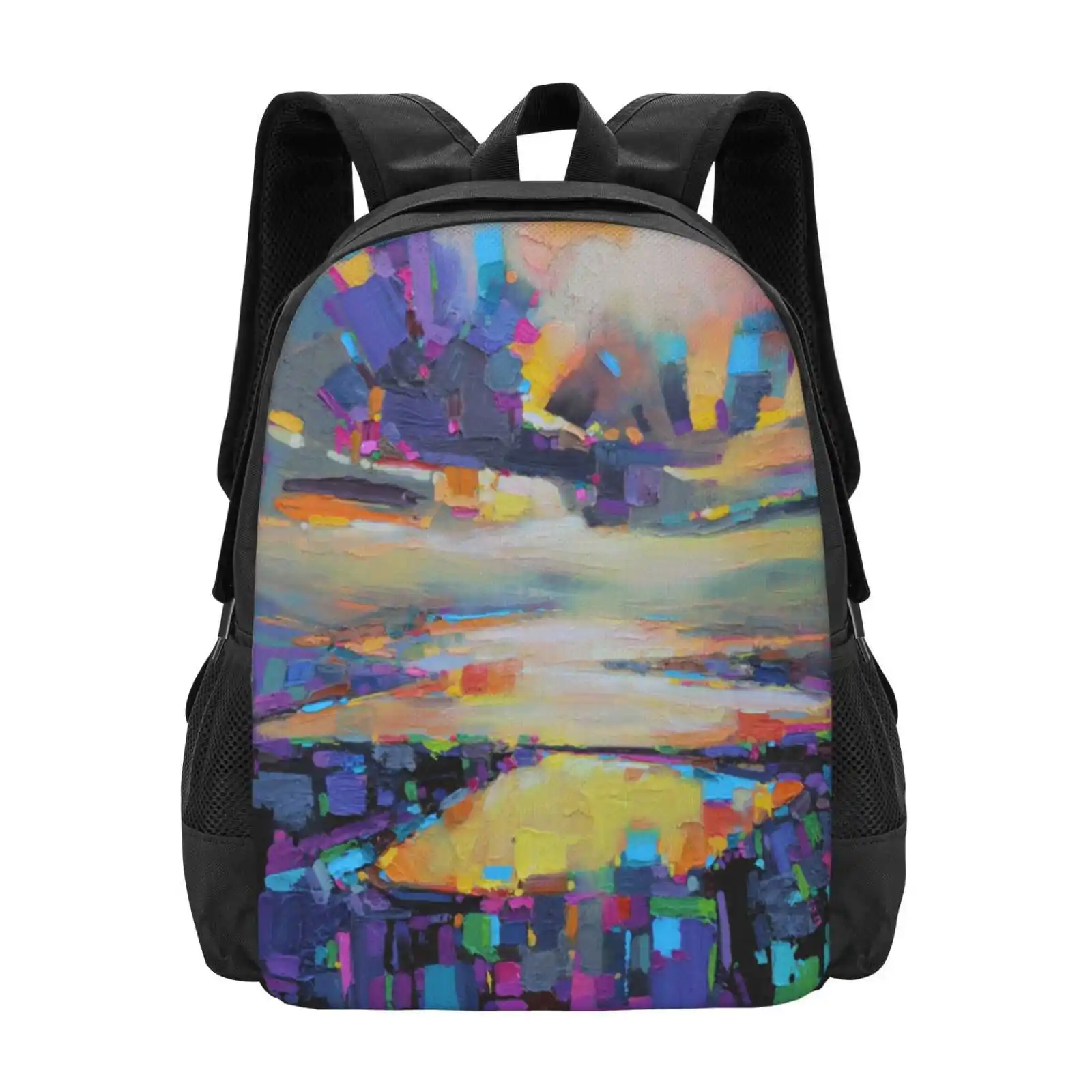 Loch Garry Transition Hot Sale Schoolbag Backpack Fashion Bags Oil Sky Landscape Seascape Scottish Scotland Sunset Warm Cloud