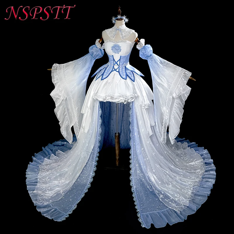 

NSPSTT Re:Zero Rem Cosplay Costume Figure-Style Crystal Gown Anime Re Life in a Different World From Zero Cos Dress for Women