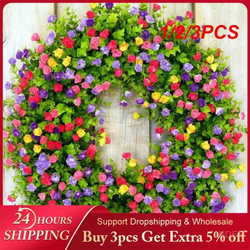 1/2/3PCS Simulation Wreath Bright Artificial Spring Summer Decoration Plant Door Pendant Plastic Eucalyptus Leaf Wreath Colorful