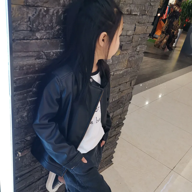 سترة دراجة نارية من جلد البولي يوريثان لربيع وخريف 2025 من عمر 1 إلى 10 سنوات للأطفال ملابس خارجية للفتيات الصغيرات معطف للأطفال الرضع والبنات ملابس المنصة #4