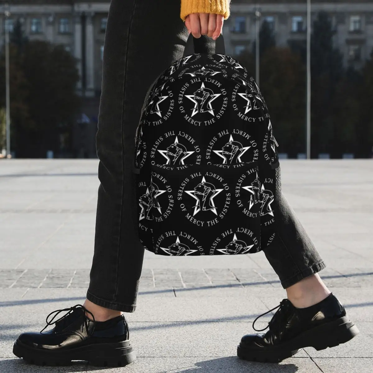 Round Text Logo Goth The Sisters Of Mercy Backpack Student BookBag Boys Girls School Bag Laptop Shoulder Bags