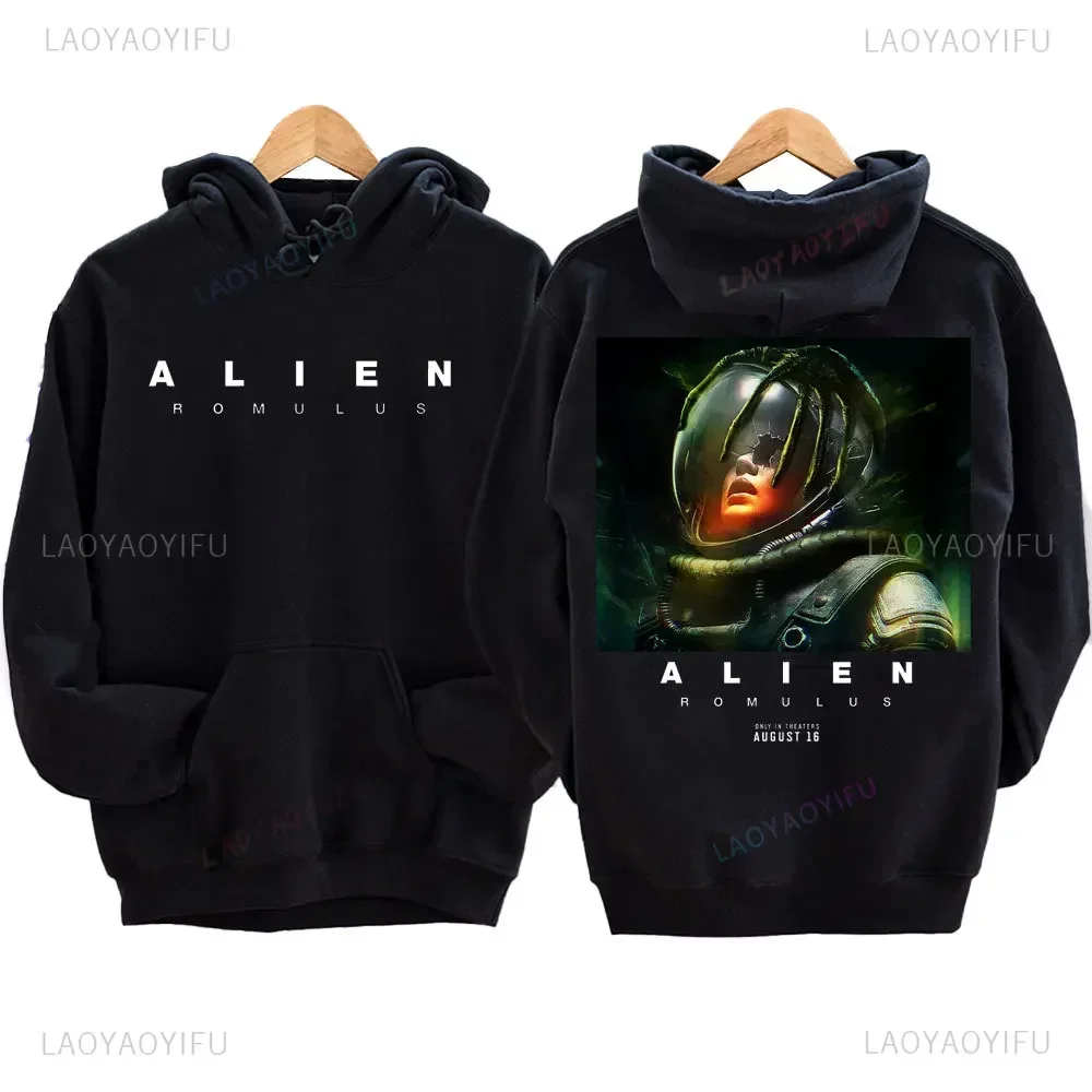 Alien Romulus film 2024 hoodie Hadiah Pria Wanita lengan panjang grafis Y2K atasan film kekasih penggemar depan dan belakang pakaian jalan cetak