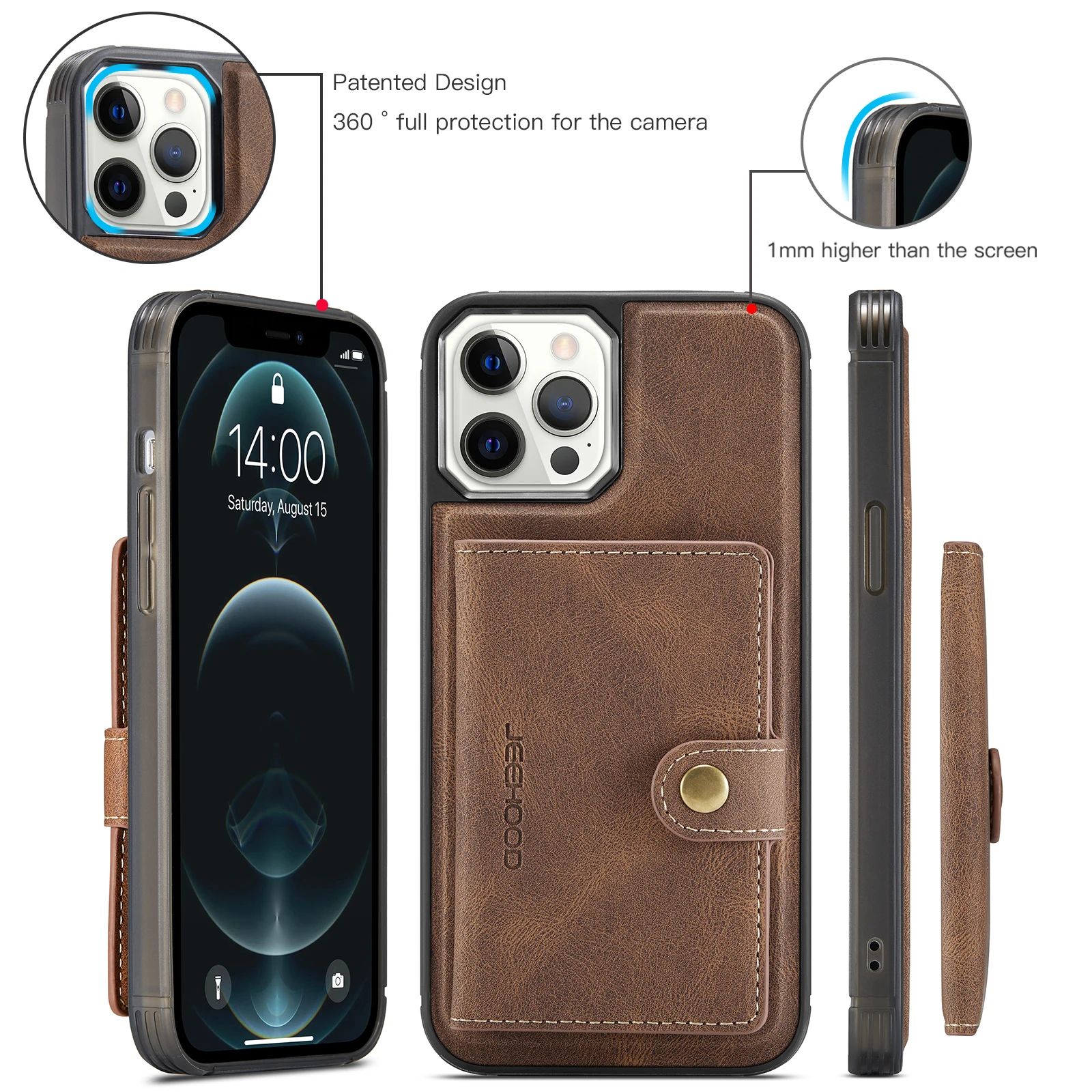 For iPhone 15 14 11 12 13 Pro Max Xs 7 8 SE2020-22 Support Wireless Charging Magnetic Retro Leather Detachable 2In1 Wallet Cases