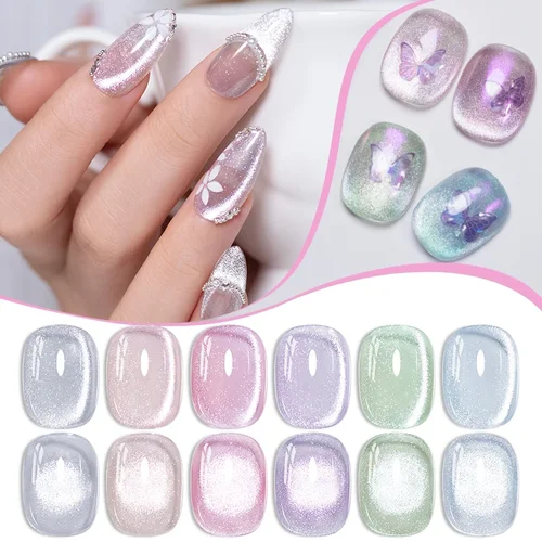 Imagen 2 del producto Esmalte de uñas en Gel para ojos de gato, cristal brillante, 7,5 ML, rosa, verde, azul, Gel magnético para uñas, barniz semipermanente para remojar