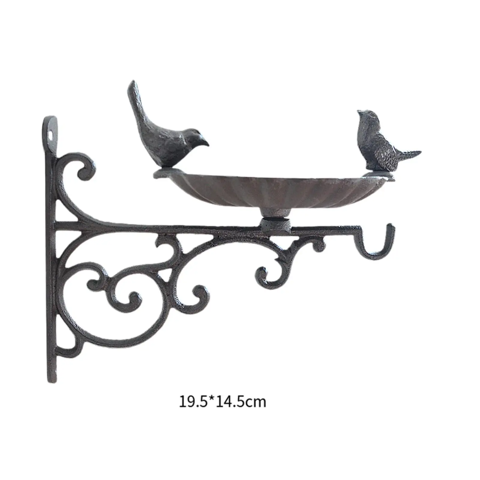 Iron Wall Mounted Bird Bath with Hanging Bracket Feeding Bowl Garden Bird Water Bath for Outside