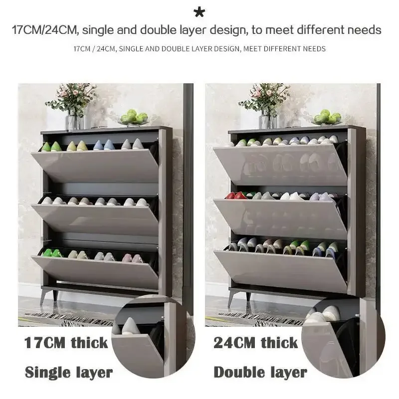 Modern Minimalist Luxury Ultra-thin Space Saving Shoe Storage Cabinet Organizer Stand for Entryway Home Furniture