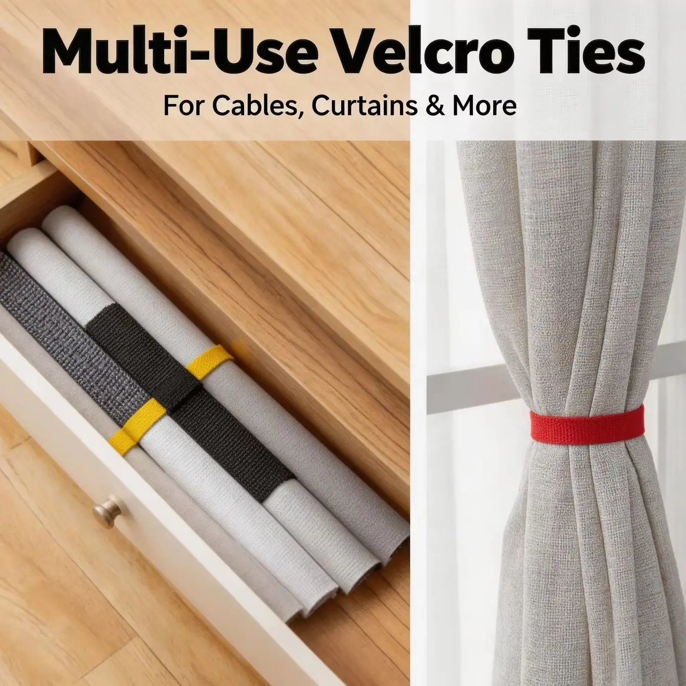 60pcs Multi-Purpose Fastener Cable Straps Tape Cable Ties Reusable Hook Loop Strips Wire Ties Cables Organizer Cord Wraps