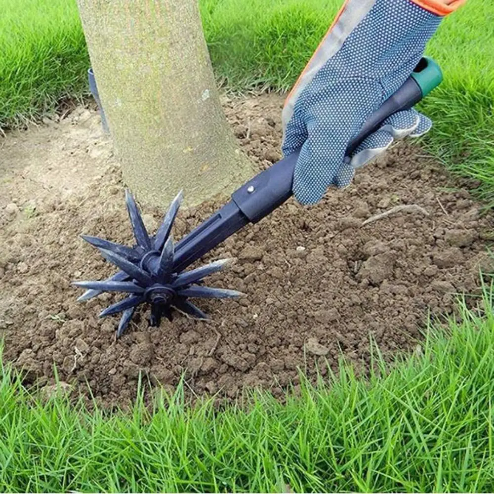 

Rotary Cultivator Garden Lawn Tiller,Adjustable Gardening Rotary Tiller and Hand-Held Garden Cultivator Tool Soil Plowing Tool