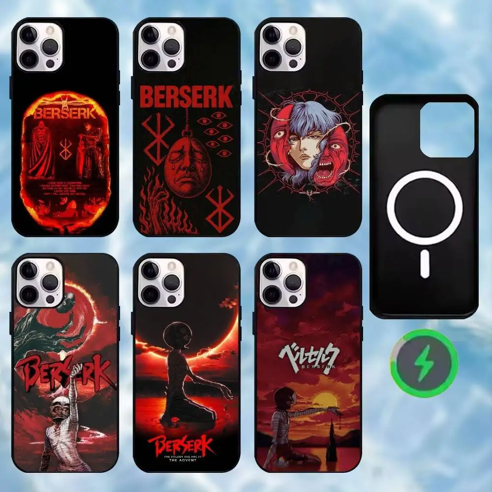 

B-Berserk G-Guts And G-Griffith Phone Case For iPhone17,16,15,14,13,12,11 Max Black Wireless Charging Protecitve Cover