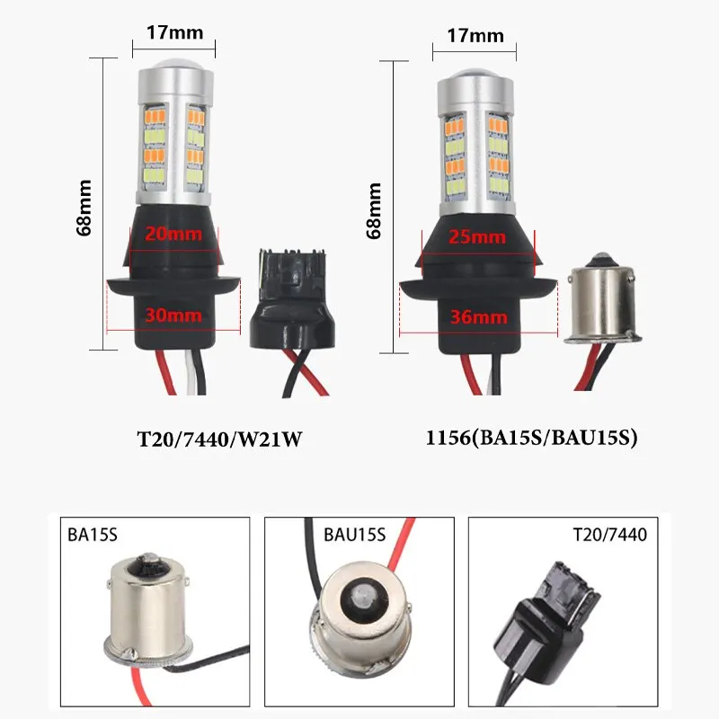 T20 W21W WY21W 7440 BA15S BAU15S 1156 Car LED 42LED 2835 DRL Auto Daytime Running Light Fog Light Turn Parking Light