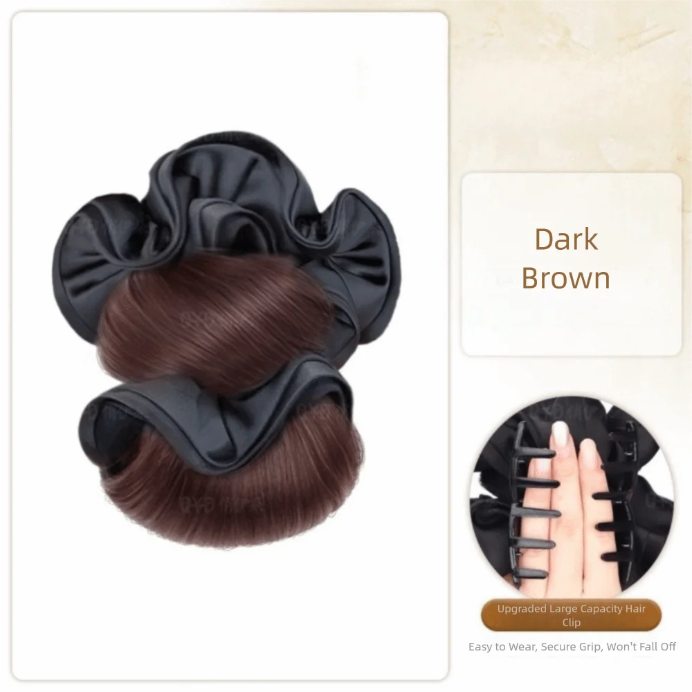 

New Synthetic Hair Bun Claw Clip with Hair Tie Black Wig Hair Clip Fluffy Hairpiece Hair Accessories