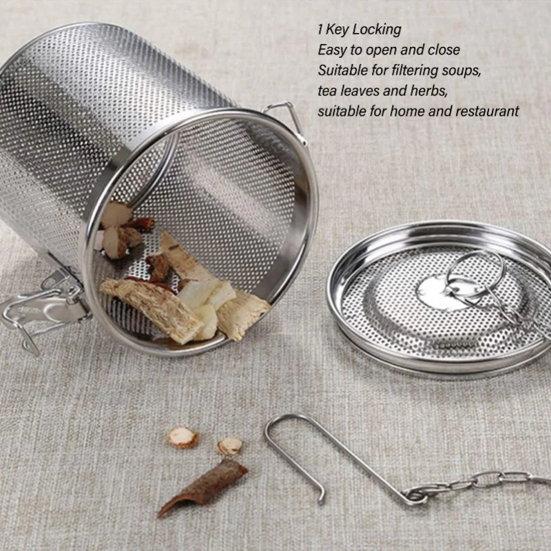 Seasoning Strainer With Hanging Chain Stainless Steel Tea Balls Filter Soup Seasonings Separation Basket Diameter 12cm/4.7in