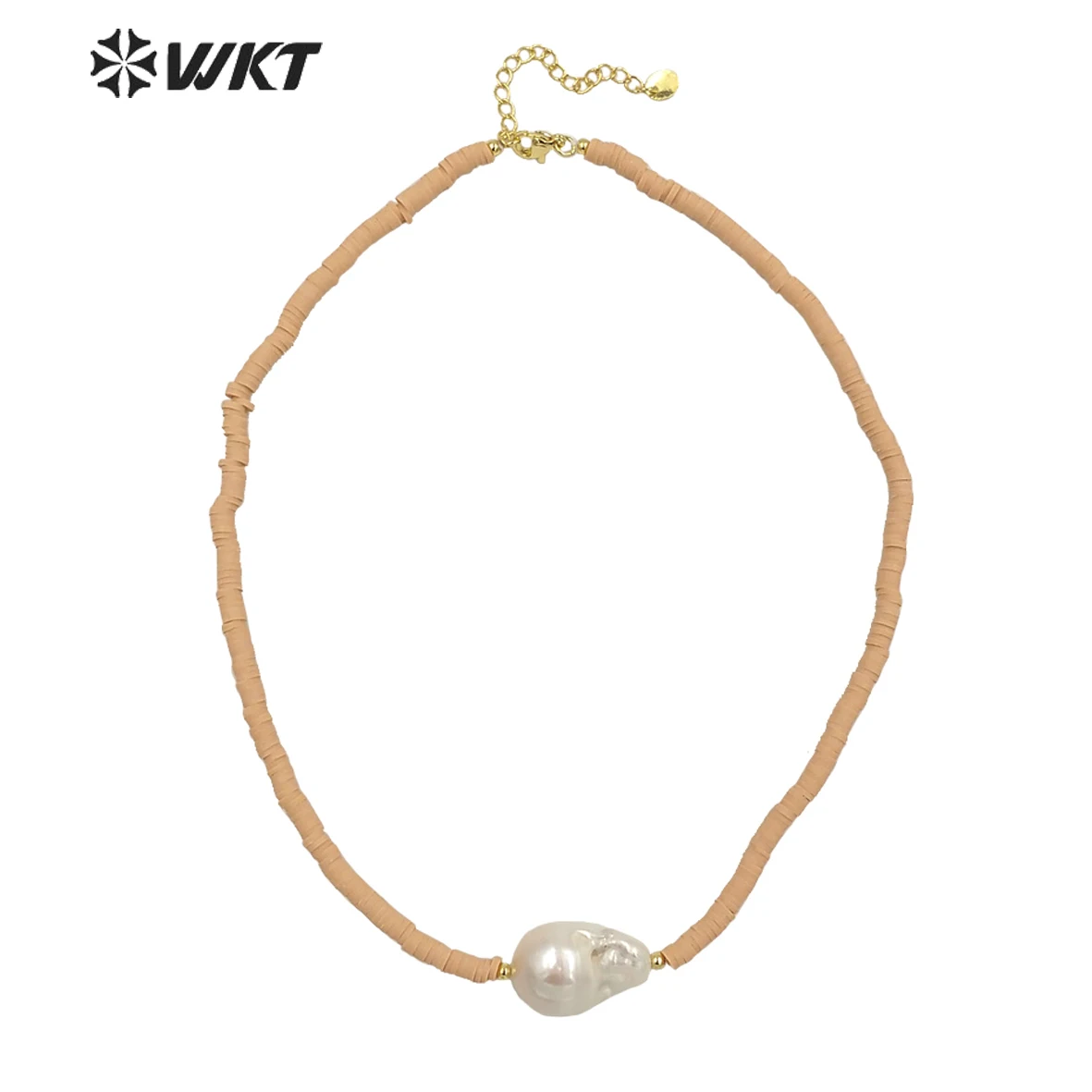 

WT-JN192 New Nude Color Fashion Hand Strand Beads Necklace Elegant Freshwater Baroque Pearl Chocker In 16 Inch