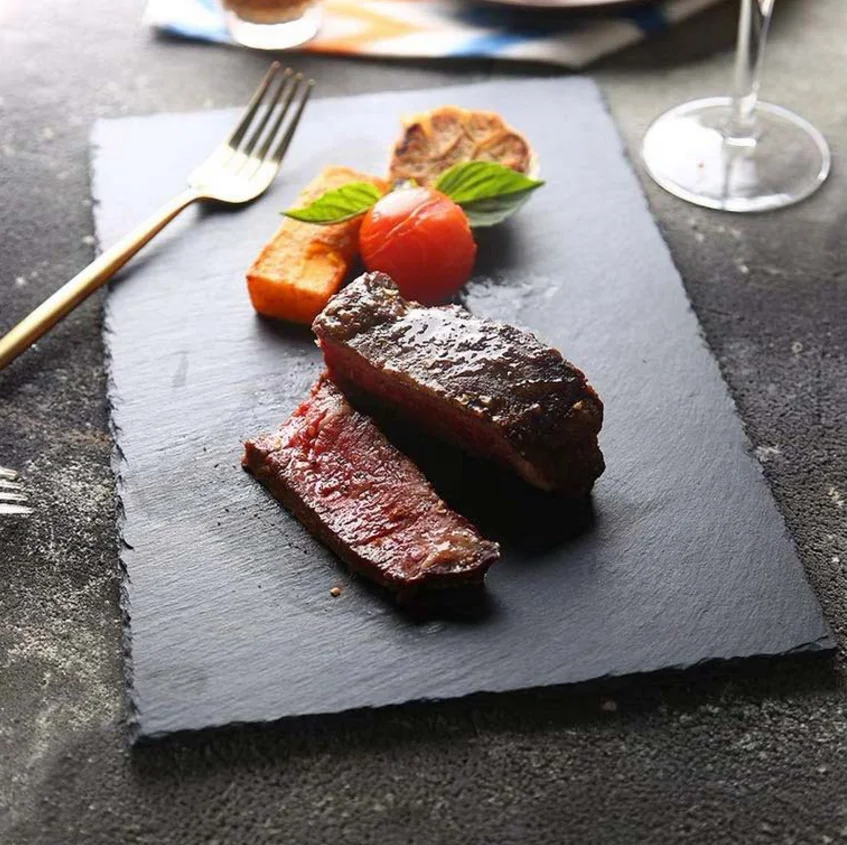 Japanese And Korean Style SLATE Plate Dessert Sushi Flat Western Food Black SLATE Plate Tableware