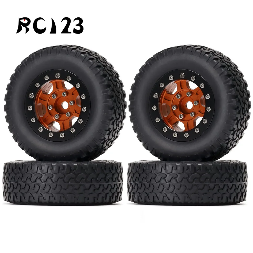 

1.55Inch Alloy Wheels Hub 6 Spokes Beadlock & 78Mm Rubber Tires For Rc Car 1/10 TF2 Tamiya CC01 LC80 Jimny Axial 90069