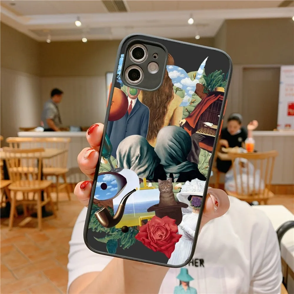 Cute art painting Rene Magritte Phone Case For iPhone 14 X XR XS 7 8 Plus 11 12 13 pro MAX 13mini Matte Shockproof Case