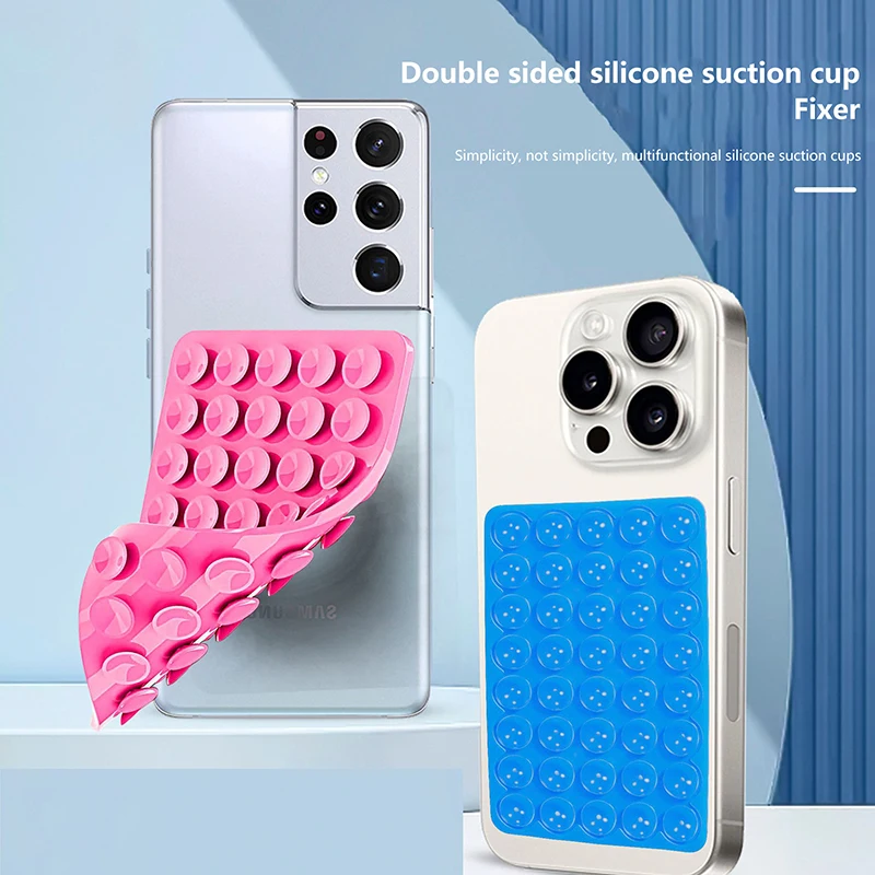 1PC Adhesive Backing Suction Pad for Solid Placement of Pad 40; Two-face Silicone Suction Pad for Mobile Phone Support