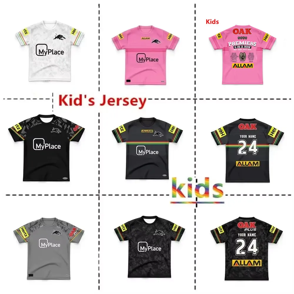 

2024 Penrith Panthers Kids Home / Away / Training Rugby Jersey - Mens Size:16-26（Print Name Number）Top Quality