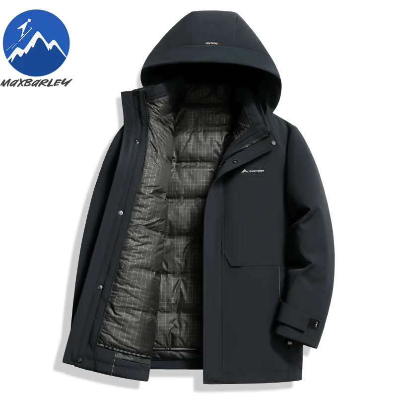 COMXZ Men Lightweight Down Jacket Winter 2025 Korean Luxury Detachable White Duck Down Lined Jacket Snow Warm Hooded Puffer Coat